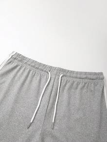 1 Set Men's Sports Casual Tank Top Outfit, Solid Color Summer Sleeveless Tank Top And Super Short Hot Pants, Suitable For Street Fashion - Grey - View 8