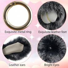 Bunny Lulu Keychain With TinBunnylulu Handmade Soft Pompom Charms Fluffy Bunny Keychain Accessories For Womens EH PO - Black - View 4
