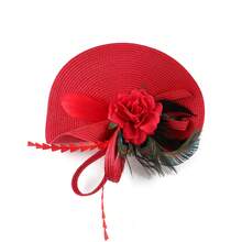 羽毛头饰帽子 女式头饰 茶会头饰 带夹子 德比帽 适合女孩和女士 万圣节