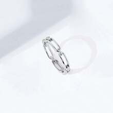 14K Gold Or Rhodium Plated Sterling Silver Chain Link Band Ring - Rhodium - Xem 5