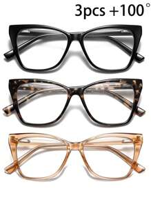 Oversized Reading Glasses Women Cat Eye Style Blue Light Computer Reader Designer Fashion Spring Hinge Eyewear PT2005 - 透明 - 查看 15