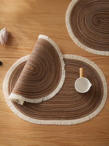 1/2/4/6/8 件简约渐变色牛奶咖啡色椭圆形涤纶餐垫 - 棕色1 - 查看 4