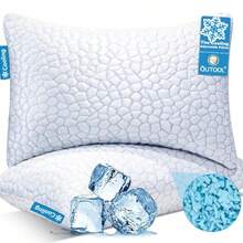 SDBCooling Pillows For Sleeping 2 Pack Shredded Memory Foam Bed Pillows Queen Size Set Of 2 Cool Gel Pillow For Hot Sleepers Adjustable Firm Pillow For Side Back And Stomach Sleepers Supportiveil05 - Làm mát trắngCơ bản - Xem 1