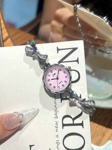 jw 1 Piece Women's Rose Gold Simple Alloy Bracelet , Exquisite Round Dial, Fashionable Black Hands Casual And Exquisite Highly Attractive Ladies Watch Digital Dial, Luxury Quartz Watch Suitable For Daily Decoration, Wear And Party Commuting Travel