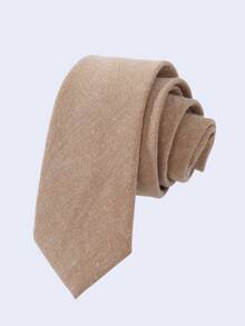 1 条男士纯色领带，卡其色时尚百搭领带，适合正式穿着、商务和聚会 - 卡其色 - 查看 6