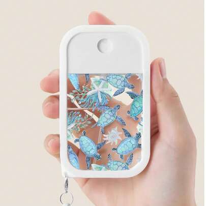 1pc Summer Collegiate Ocean Turtle Pattern Spray Bottle. Perfume Spray Bottle With Hook And Anti-Drop Silicone Cap, Hawaii Travel Portable Cosmetic Bottle, Makeup Spray Bottle, Birthday Or Holiday Gift, Suitable For 50ml Liquid.