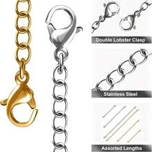 STAREDGE 1-9 Pcs Gold/Silver Stainless Steel Necklace Extension Chain, Jewelry Extender For Bracelet, Anklet, 2 In, 4 In, 6 In