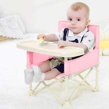 Ubravoo Foldable Portable Compact Baby High Chair With Back Mesh Pocket, Stylish And Easy Travel For Camping Picnics, 1.8KG/3.97lb - 粉色 - 查看 2