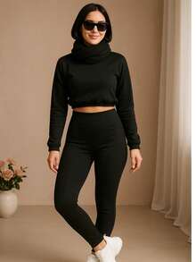 Flannel Riding Pants High Waist Shaping For Winter Resistant And Non-Transparent Plush Blackout Elegant Warm Fitness Gym Thick Resistant Lifts Butt Female Causal Elegant Cold Suplex Thermal Fitness Gym - Lông đen - Xem 4