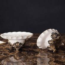 1 件陶瓷皂盒，豪华家居皂架，高端酒店餐厅带排水功能的皂盘，防滑皂盘，装饰性皂架，浴室配件，圣诞节/万圣节礼物 - 米色 - 查看 3