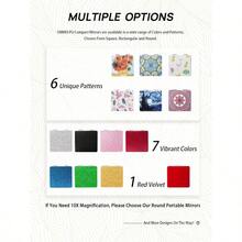 QY Compact Mirror Glitter PU 1X 3X Magnification Ultra Portable For Purses Pink  1613 - 粉色 - 查看 9