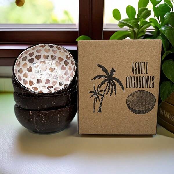 1pc Bowl Coconut Shell Candy Bowls Holder Decorative Salad-Natural Coconut Shell Bowl Storage Bowl-Candy Container Nuts Holder School Supplies,Christmas Gift Back To School