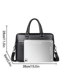 Men's Briefcase Messenger Bag, Large Capacity Computer Bag For Files & Office Supplies, Business Commute, PU Leather Minimalist Style, Suitable Gift For Men - Multicolor - View 12