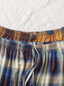 Spodnie piżamowe w kratkę dla kobiet, 2 sztuki – wygodne ubrania do wypoczynku, odzież jesienna