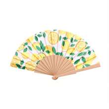 1pc Fashionable Lemon Wood Folding Hand Fan, Suitable For Party, Birthday, Concert, Wedding Gift