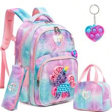 Girls Backpack 3PCS Set With Crossbody Bag And Pencil Case Great For Travel, Study, And Daily Use At School Back To School - Purple 10807 - View 6