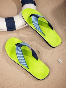 男士棕色人字拖凉鞋，夏季户外防滑2025新款休闲布带沙滩拖鞋，尺码偏小 - 彩色 - 查看 10