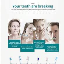 Cepillo de dientes eléctrico multifunción de 6 velocidades, cepillo de dientes automático para adultos, con 4 cabezales de cepillo, equipado con temporizador inteligente de 2 minutos y recordatorio de cambio de zona de 30 segundos, recargable por USB a prueba de agua, adecuado para uso doméstico o de viaje.
