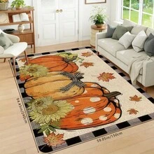 1 pieza Felpudo con estampado de gnomo y girasol para Acción de Gracias, felpudo suave antideslizante y absorbente lavable a máquina para piso de cocina, felpudo acogedor y festivo para entrada, decoración del hogar rectangular de pelo corto para sala de estar, dormitorio, cocina, lavandería, baño