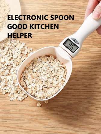 1 件电子量勺，克勺秤，厨房电子勺秤，面粉勺，食物定量勺，咖啡秤，牛奶秤，咖啡豆称量，烘焙和制作蛋糕的必备帮手，可称量固体、液体和粉末，放大版高精度手柄厨房秤