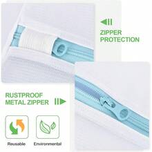 OTraki Large Mesh Washing Bag 43 X 35 In XL Laundry Bag Washer Machine Net Protector Large Washer Bag For Travel Camp College Student Dress Bedding Blanket Sheet Robe Cleaning Organizer Blue - 白色+藍色 - 查看 4