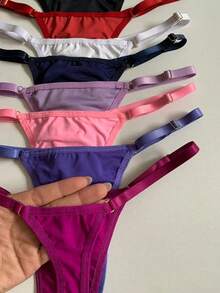 Kit Of 10 Microfiber Thong Panties With Side Adjustment - Multicolor - View 10