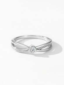 Arlmay 1pc 925 Sterling Silver Heart-Shaped Ring Glamorous Accessory Female Elegant Engagement Romantic Jewelry - Silver - View 4