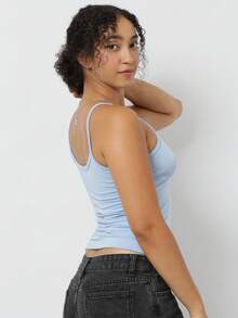 Aesthetic Moda Basic Strappy Tank Top - 淺藍色 - 查看 3