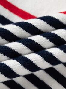 Young Boy Pullover Sweater, New Autumn/Winter Striped Korean Style Base Layer - Navy Blue - View 9