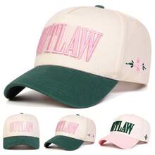 1 件女式 OUTLAW 卡车司机帽，个性化字母刺绣棒球帽，街头时尚休闲 5 片帽，适合户外、防晒、春秋旅行、海滩度假 - 彩色 - 查看 7
