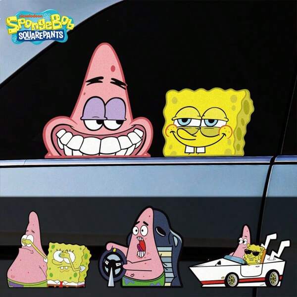 SPONGEBOB 1 pièce Autocollant de voiture créatif et amusant de Spongebob Squarepants - Autocollant décoratif pour couvrir les rayures de la carrosserie