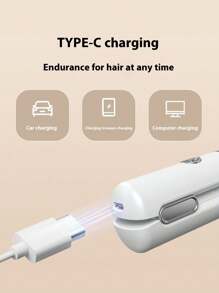 Wireless Charging Flat Iron, Unisex Travel Portable Multifunctional Curling & Straightening Hair Styler, Mini Frizzy Clip, Wireless Non-Rechargeable Mini Flat Iron Low Power Dorm Clip Board