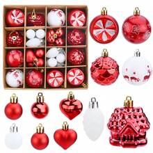 40 Peças Bolas de Natal Bolas de Natal Casa Vermelha Decorações de Árvore de Natal Coração Inquebrável Enfeites de Árvore de Natal Bolas Decorativas Pingentes para Decoração de Natal, Casamento, Festa, Decoração de Casa, Decoração de Quarto, Inverno