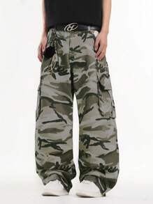 1条正义兄弟街头迷彩工装裤，宽松阔腿牛仔裤，休闲情侣款