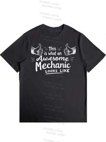 Tops de verano para mujer, camisas 100% algodón para mujer, regalos para el día de la madre para tallas S-2XL, regalos de cumpleaños para mujer, aspecto de mecánico, camiseta de mecánico, camiseta de mecánico diésel - Negro - Ver 5