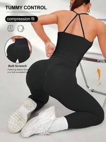 VVX Women's 2 Piece Outfits Casual Sets Ruched Camisole Tops And High Waisted Shorts/Pants Leggings Tracksuit Sets - 黑色 - 查看 2