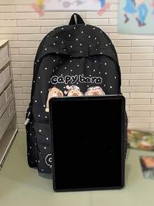 休闲女士背包，尼龙材质，大容量，新款，水豚可爱印花，方便日常通勤