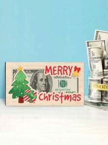 1 pièce/3 pièces Porte-monnaie de Noël, porte-monnaie en bois unique et charmant pour les cadeaux de Noël, ornements de bureau, décorations de fête de Noël, cadeaux surprises idéaux pour l'argent, décoration de festival à la maison
