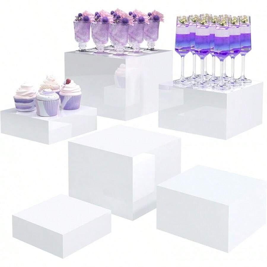 Buffet Risers, Display Risers For Party, White Acrylic Risers Display ...