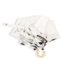 Wisteria-Woven Lace Tri-Fold Umbrella, Black Rubber Sun And Rain Protection Umbrella