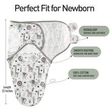 Baby Wrap-Style Sleeping Bag, Anti-Kick Quilt, Built-In Anti-Scare Baby Sleeping Bag For Newborns, Cartoon Pattern, Pure Cotton, 0-3M - 動物園 - 查看 5