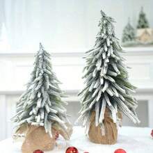1 Piece Mini PE Flocked Snow Effect Christmas Tree - Tabletop Artificial Tree With Scene Arrangement Decorations - Perfect For Indoor Holiday Decor, Christmas Decoration, Christmas/New Year Gifts - Multicolor - View 6