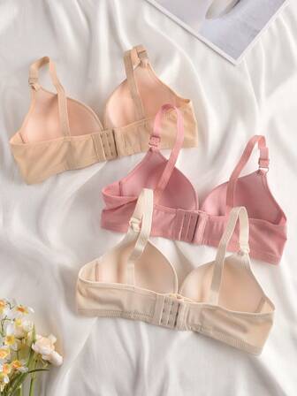 3 st/set damer, främre stängning, bygelfri, bekväm, andningsbar, amnings-bh, flerfärgad