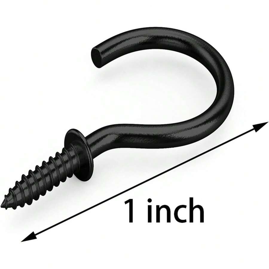 Sickle Black 100Pcs 1 Inch Metal Cup Hook Screw Hook Hanging2025