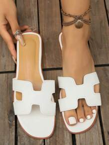 Women's Fashion Flat Sandals, Solid Color Bohemian Style Strap Flat Slippers, Open Toe Retro Summer Ladies Flat Sandals, Elegant And Suitable For Casual, Vacation, Party, Office, Home, Outdoor, Banquet And Other High-End Occasions