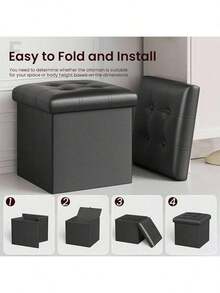 Free Shipping15 Inches Storage Ottoman Cube Set Of 2, Foldable Storage Boxes Footrest Step Stool, Padded Seat For Dorm Ving Room, Support 300lbs, Ne Fabric Grey Dgds