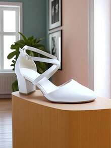 时尚舒适的女士高跟鞋 - 白色 - 查看 3