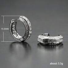 1 Pair Men's Elegant Cubic Zirconia Stud Earrings, Party Jewelry Hip-Hop Accessories