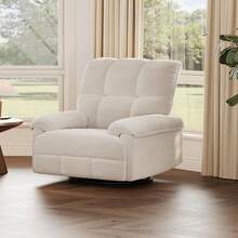 Manual Recliner Chair, Comfy Swivel Rocker Chair For Adults,Classic And Traditional Manual Recliner Chair Ergonomic High Back Silent Nursery Glider, Upholstered Fabric Reclining Sofa Chair For Living Room, Living Room Single Sofa Recliners - Beige - View 2