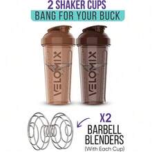 2-Pack 28oz/830ml Premium Shaker Bottles With 4 Stainless Steel Balls - Leakproof  Mixer Cups For Protein, Smoothies & Meal Replacement - Gym, Office, Travel & Home Use - Blue & Clear Combo With Measurement Marks - 97) Caramel & Mocha - 查看 3